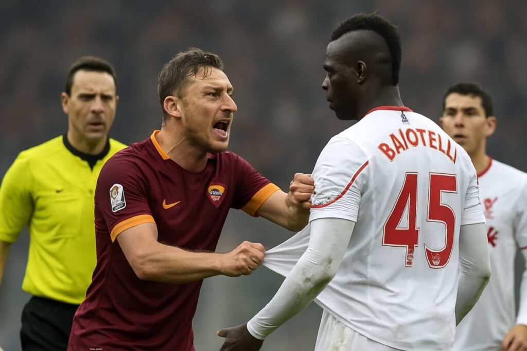 Totti perde a linha, agride, é expulso em final e põe a culpa no rival Balotelli